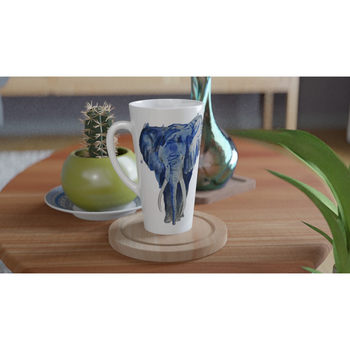 Große weiße Keramik-Tasse (17oz) - Eli Blue