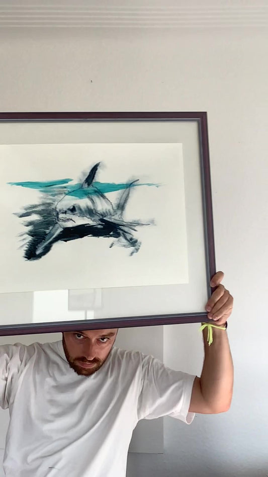 2023 extrem grimmiger Hai - 48cm x 36cm