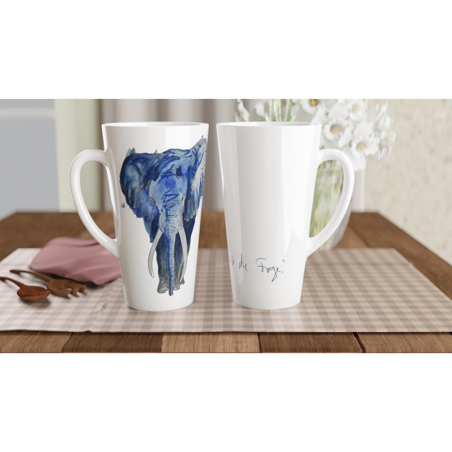 Große weiße Keramik-Tasse (17oz) - Eli Blue