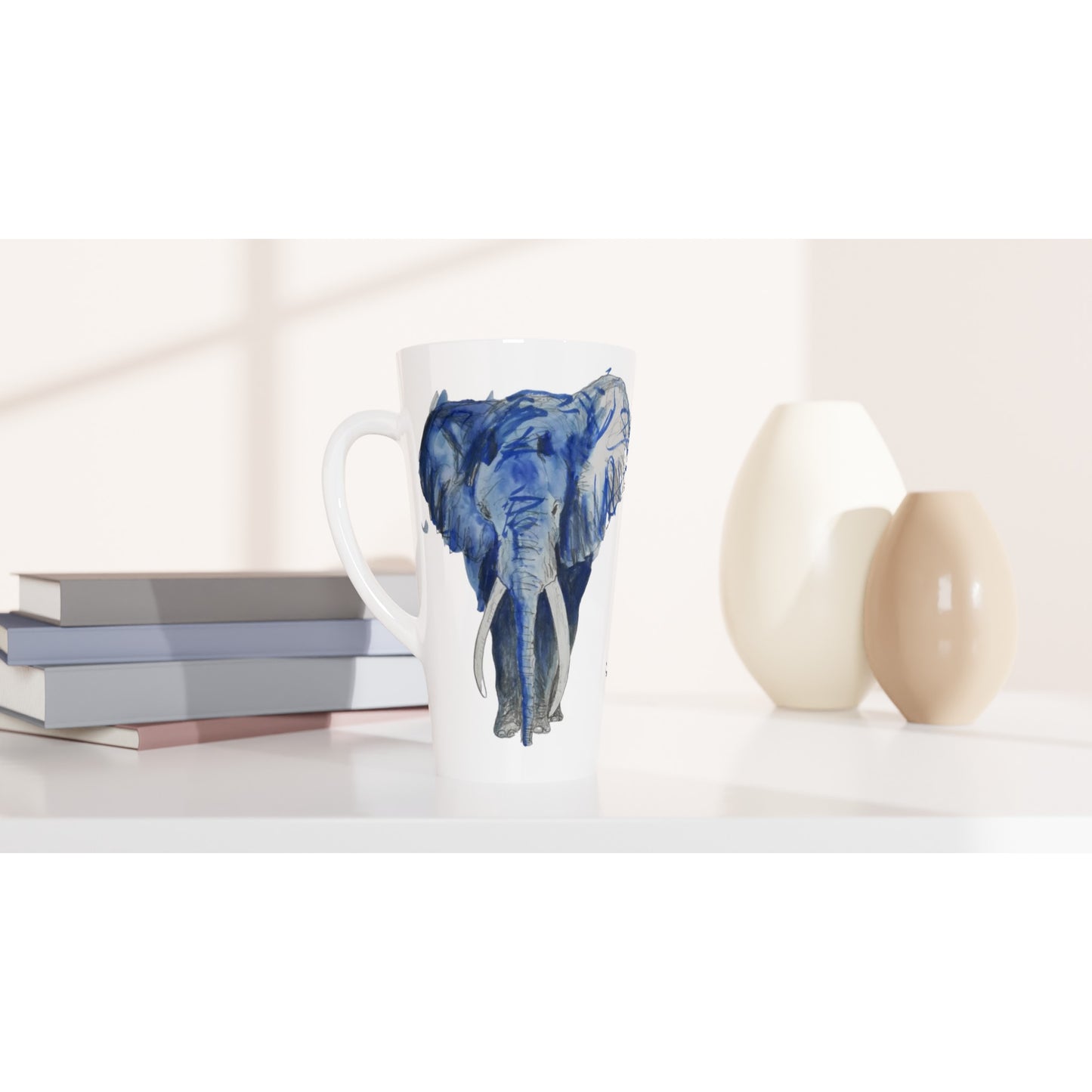 Große weiße Keramik-Tasse (17oz) - Eli Blue