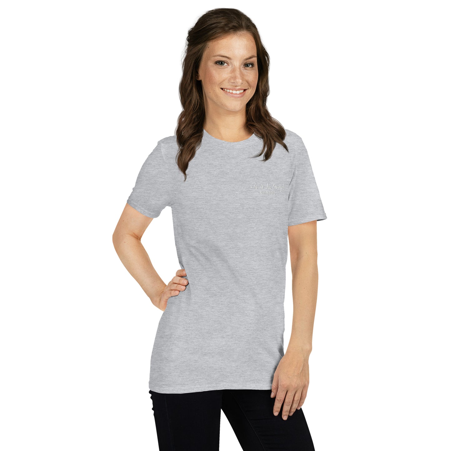 Unisex-T-Shirt, vorne bestickt, hinten bedruckt
