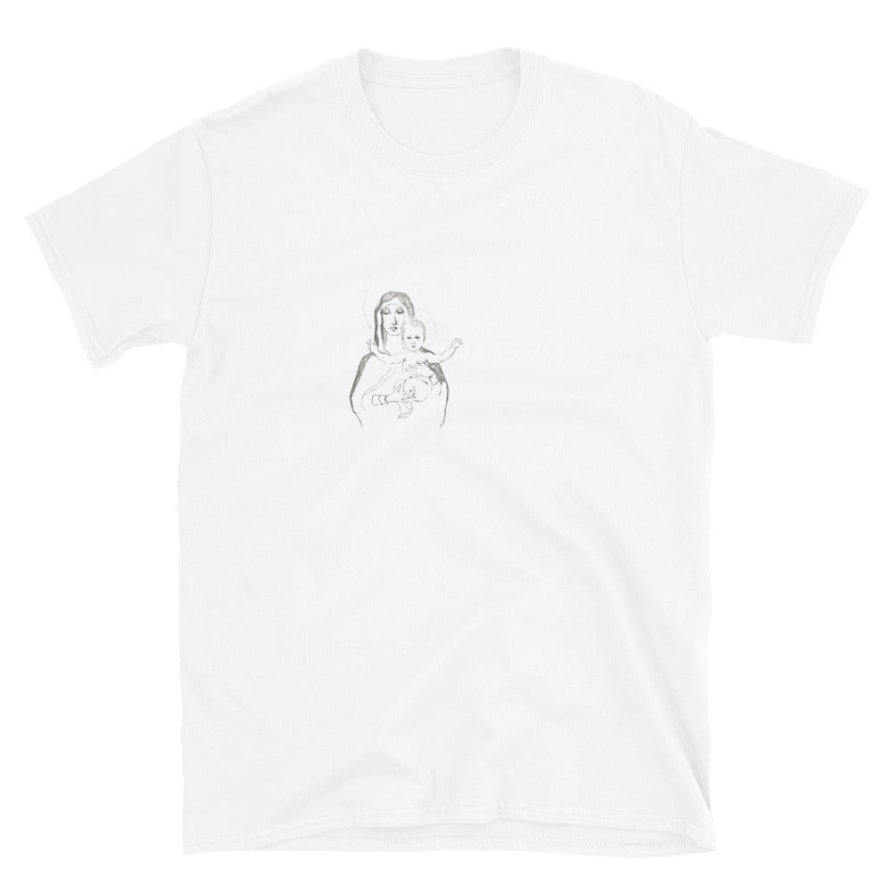 Unisex-T-Shirt Maria mit Kind nach Bouguereau