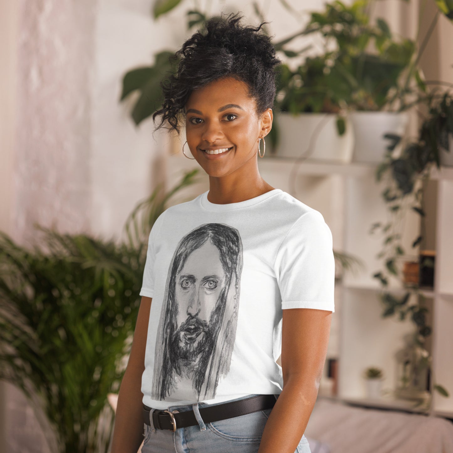 Unisex-T-Shirt Jesus Christus Zeichnung