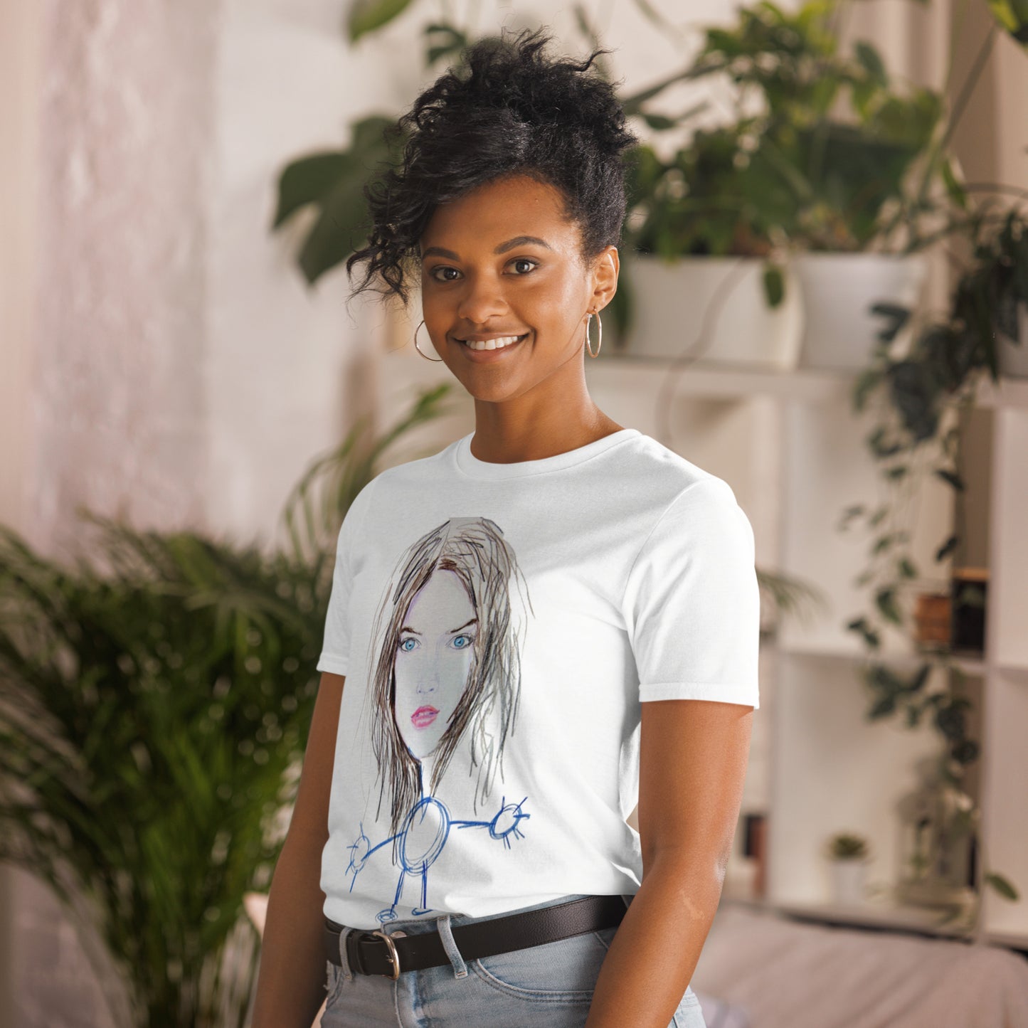 Unisex-T-Shirt Strichmännchen-Frau