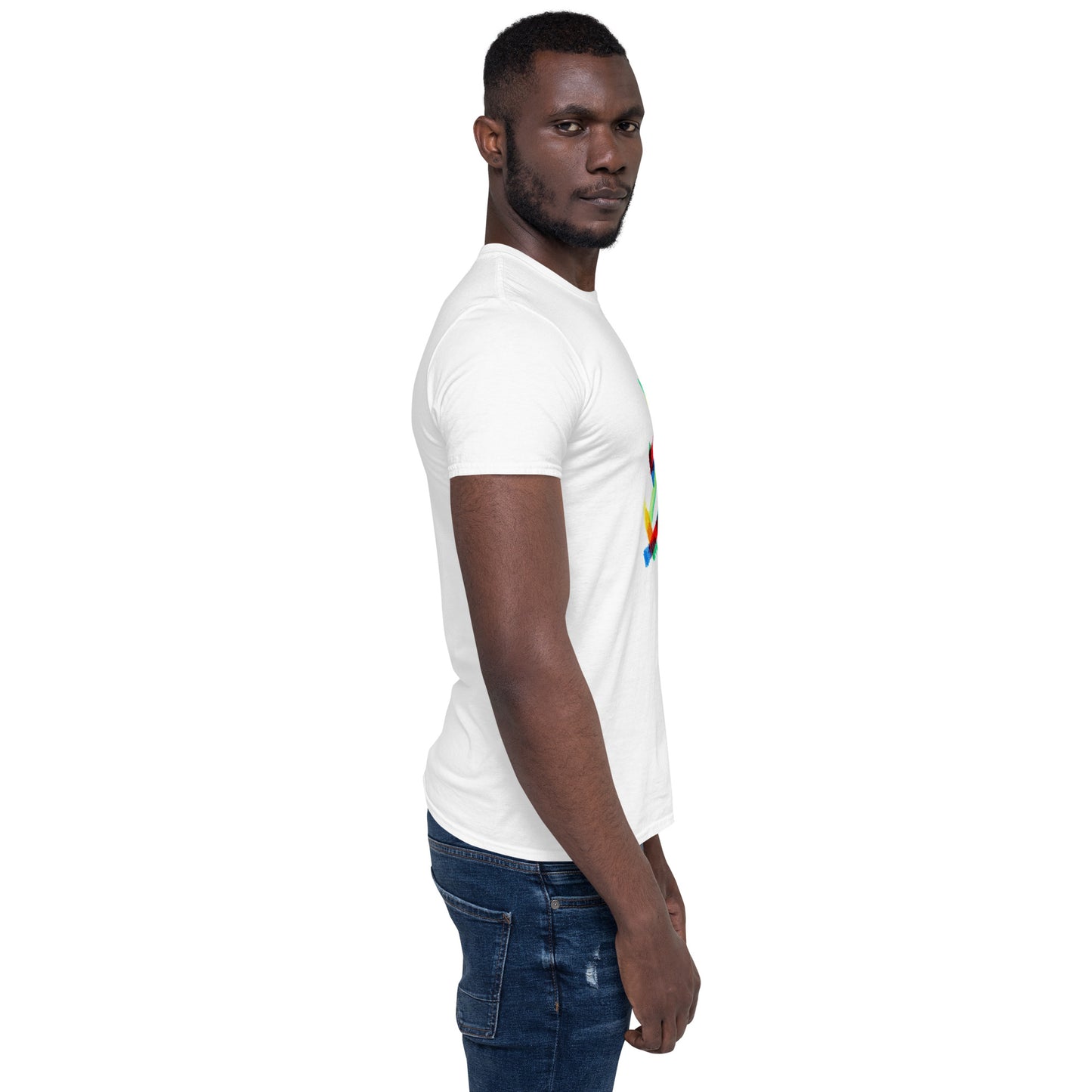 Unisex-T-Shirt Kirche im Dorf (und Wiese und Zug)