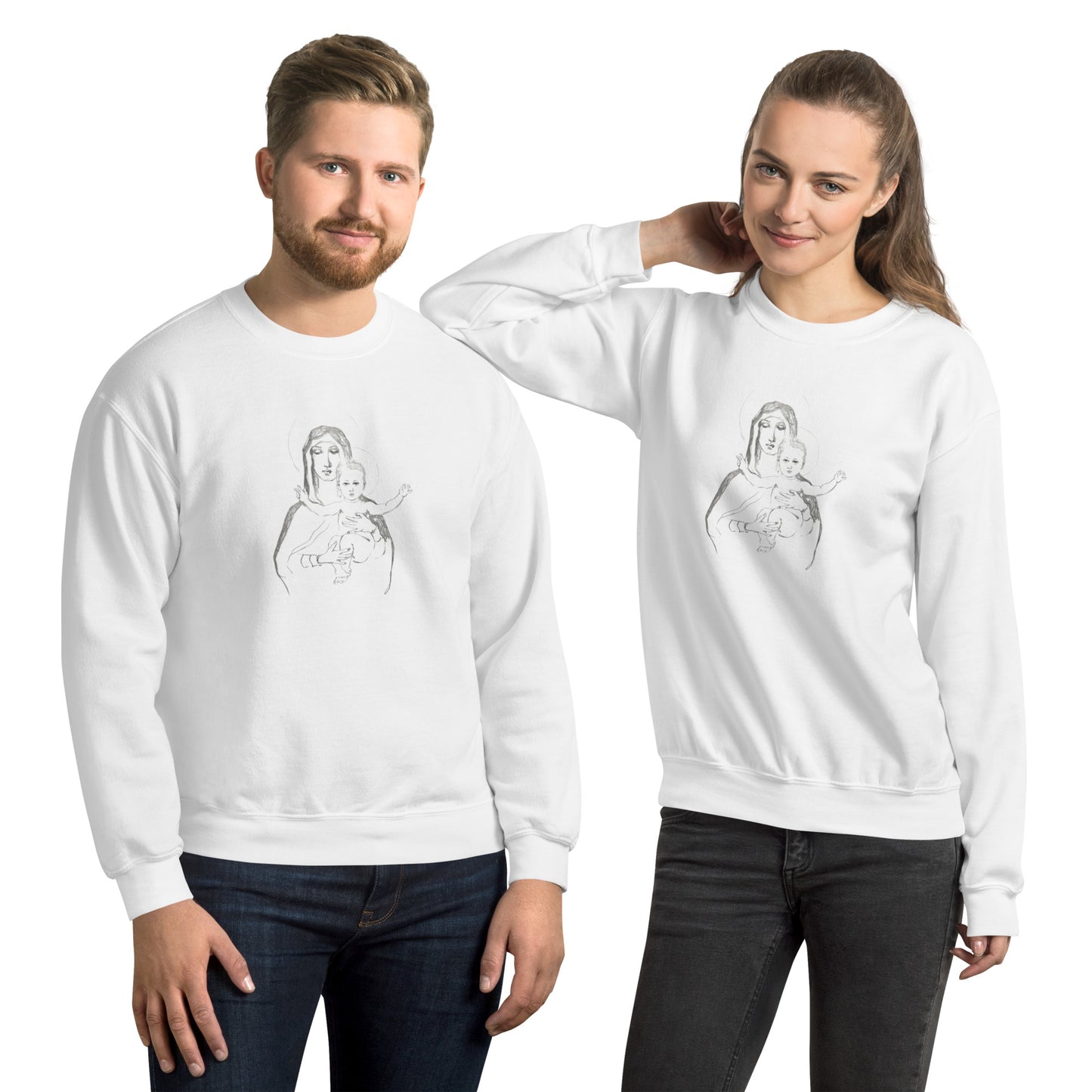 Unisex-Pullover Maria mit Kind vorne und hinten