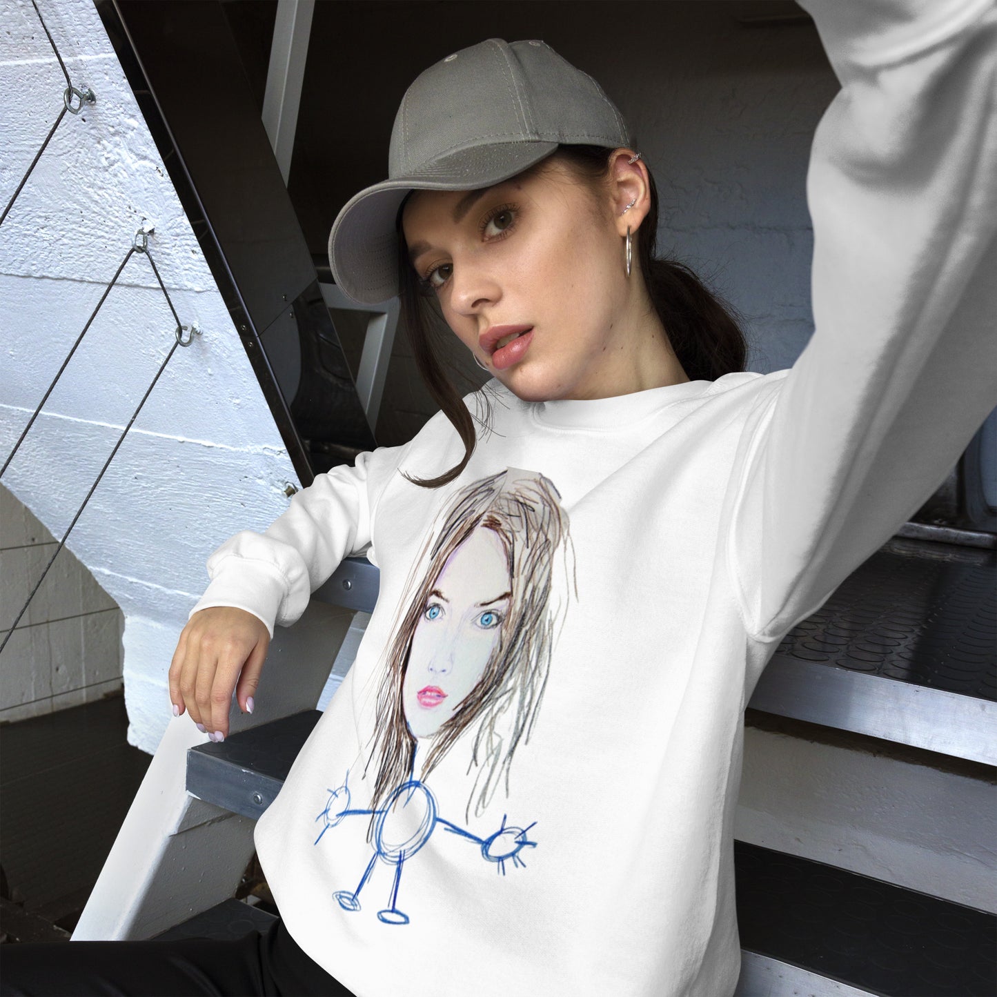 Unisex-Pullover Strichmännchen-Frau