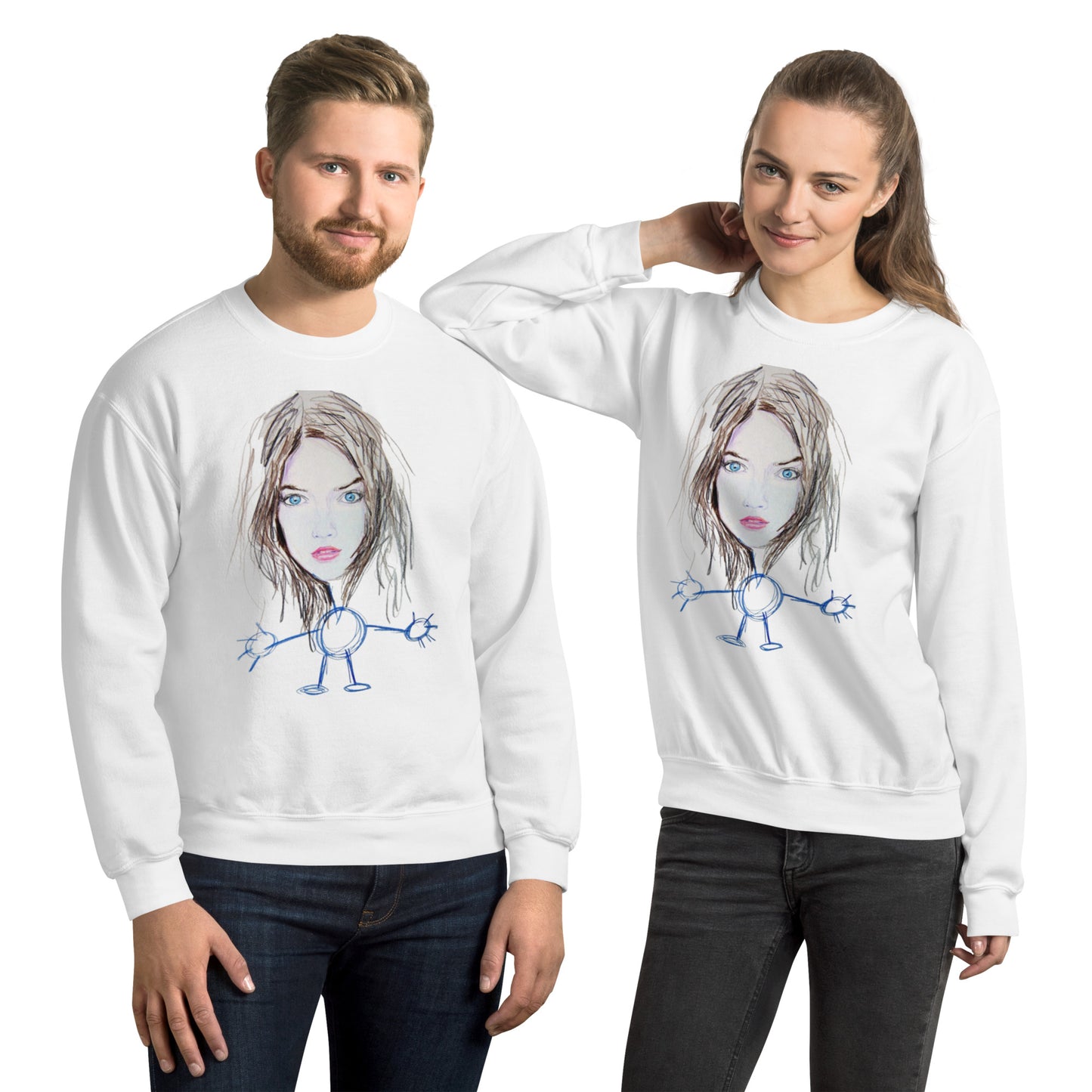 Unisex-Pullover Strichmännchen-Frau