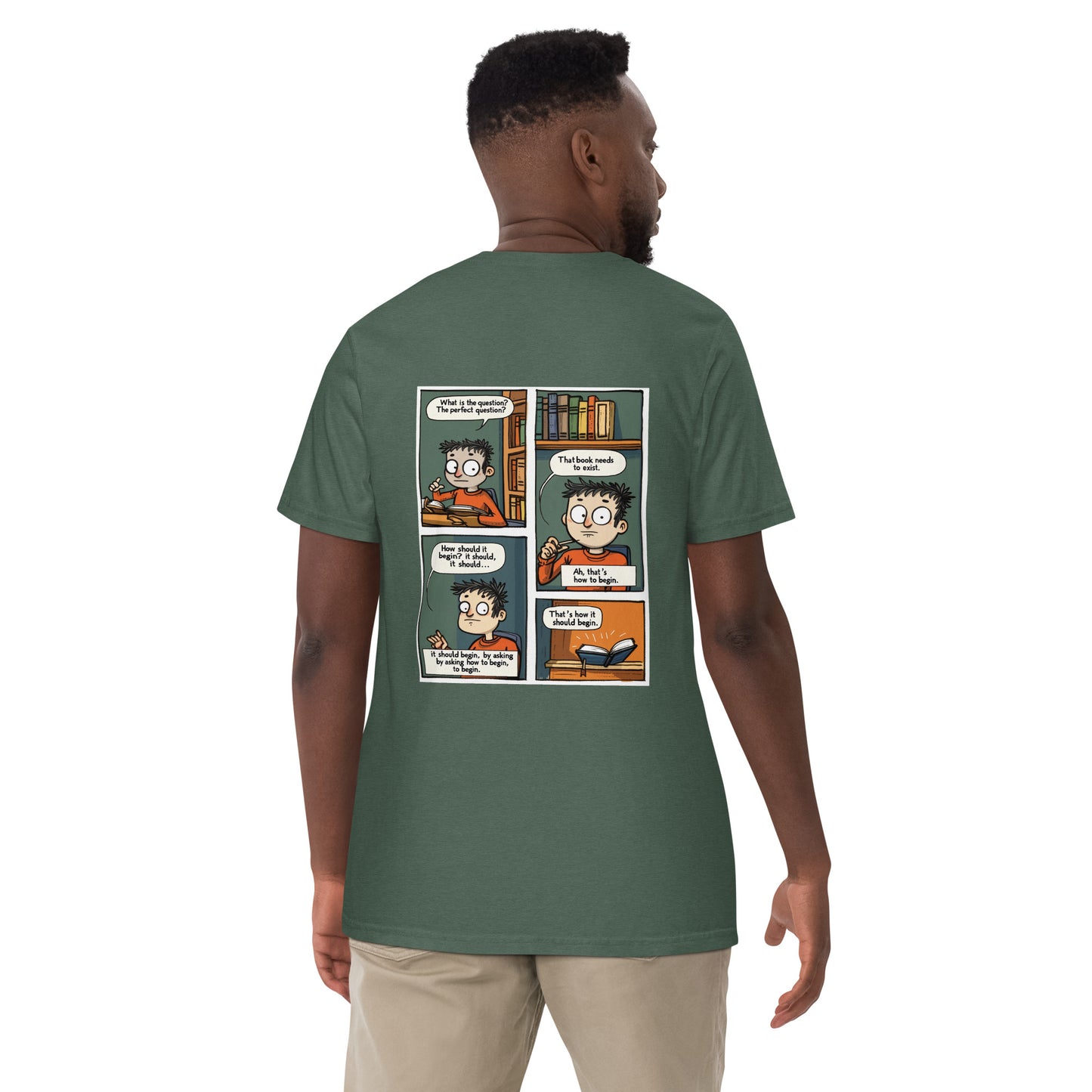 textilgefärbtes Unisex-T-Shirt, vorne bestickt, hinten bedruckt