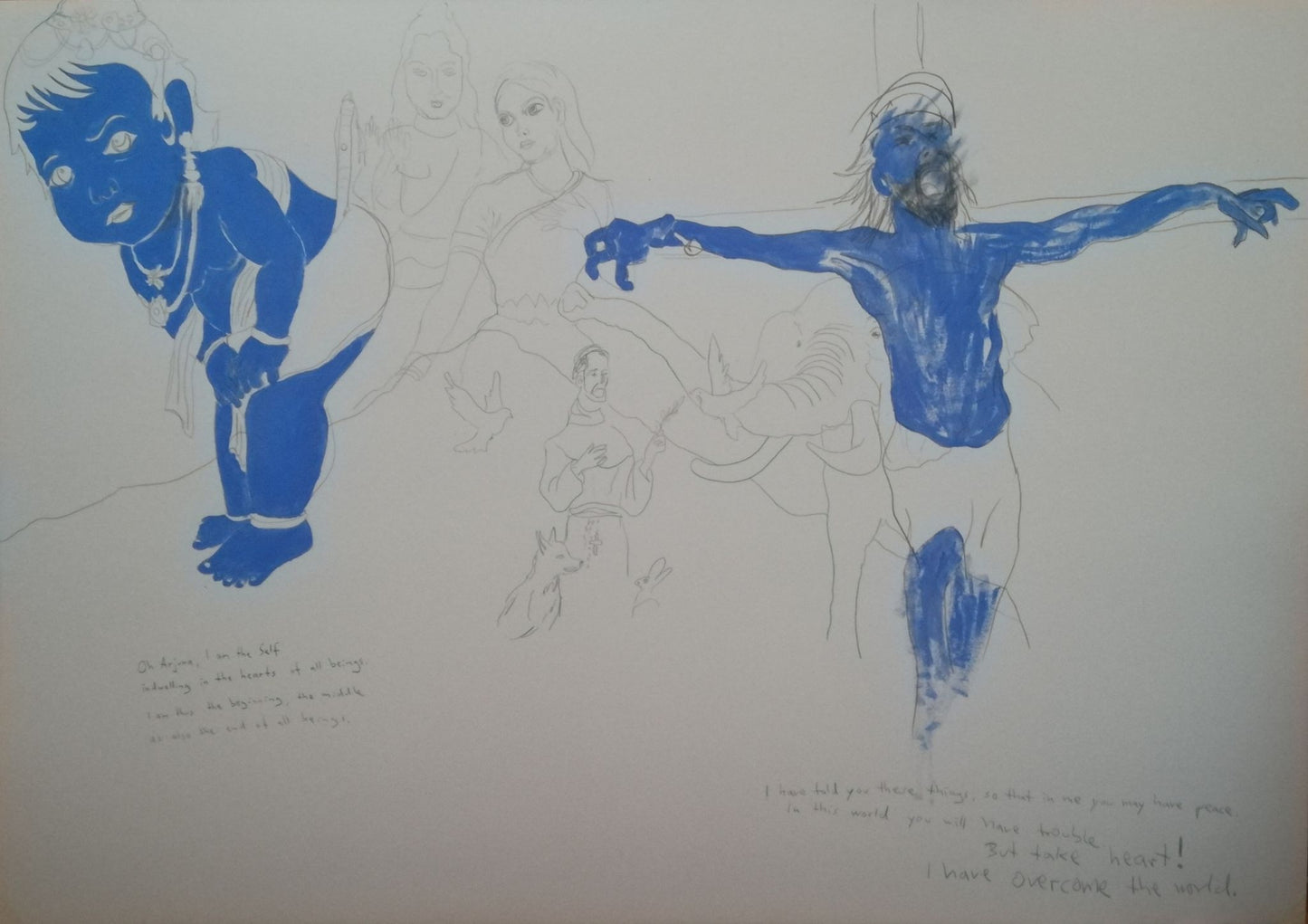 Baby Krishna with crucified Christ, 2019 - 110cm x 80cm