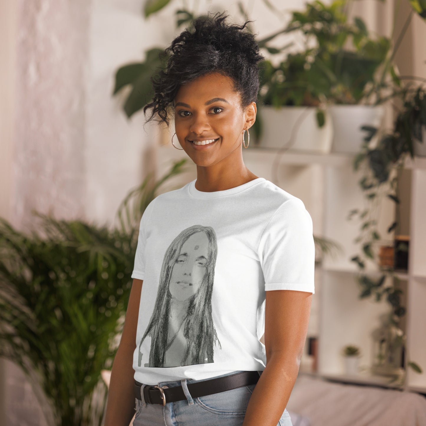 Unisex-T-Shirt Anandamayi Ma Zeichnung