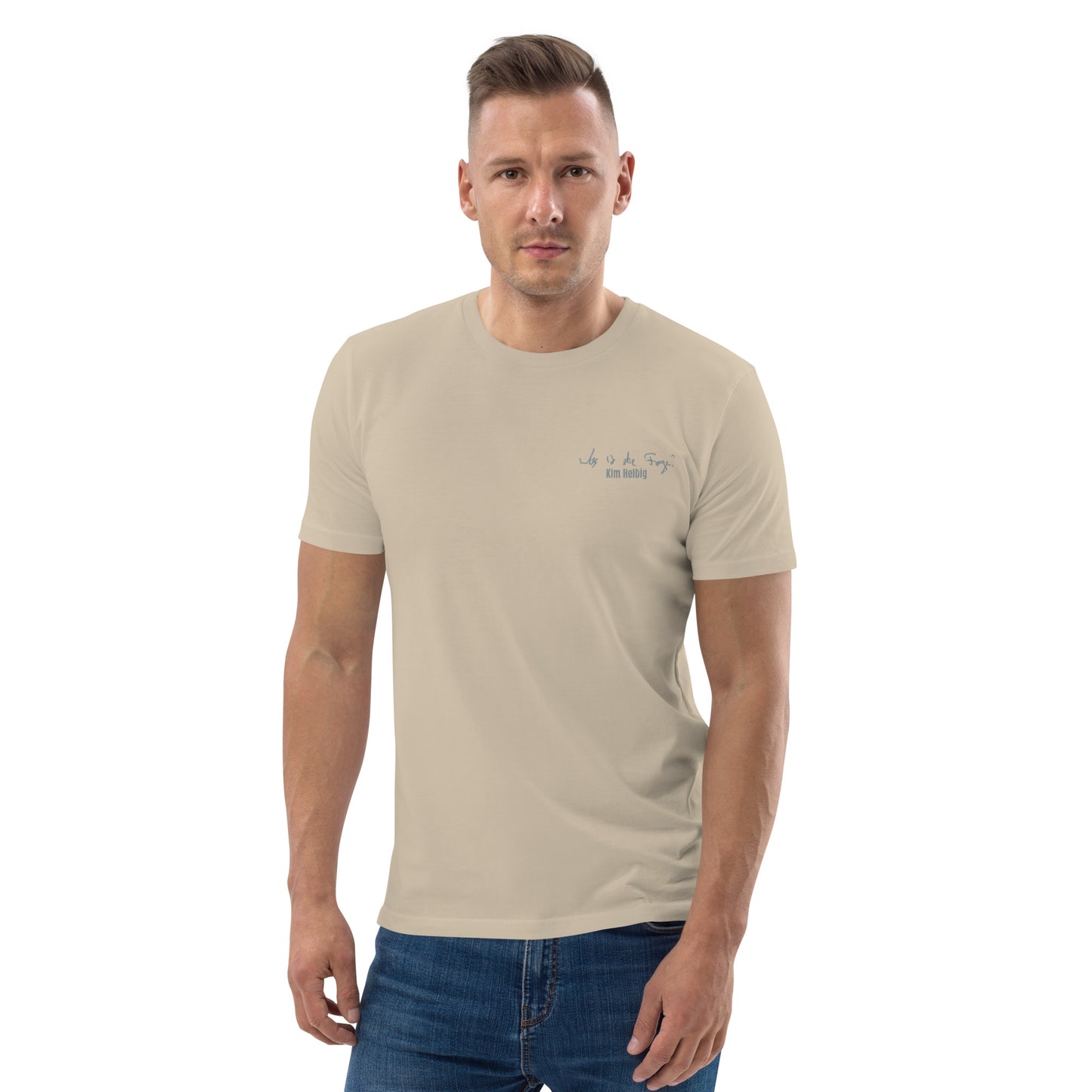 Unisex-Bio-Baumwoll-T-Shirt, vorne bestickt, hinten bedruckt