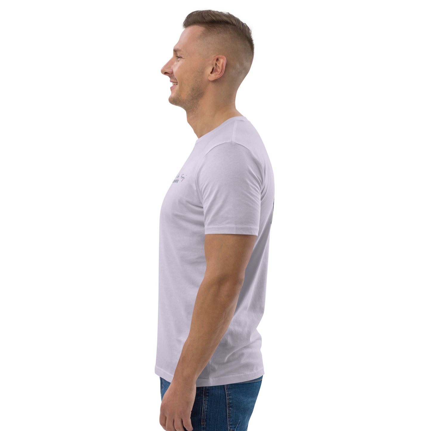 Unisex-Bio-Baumwoll-T-Shirt, vorne bestickt, hinten bedruckt