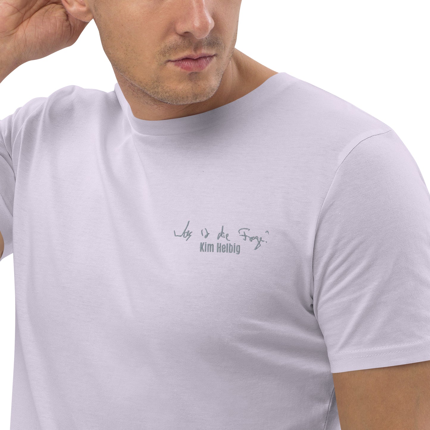 Unisex-Bio-Baumwoll-T-Shirt, vorne bestickt, hinten bedruckt