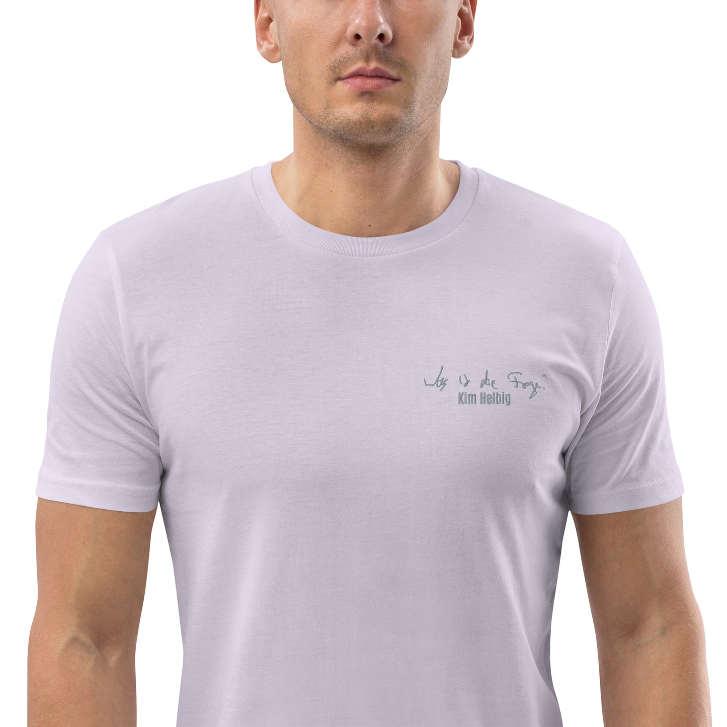 Unisex-Bio-Baumwoll-T-Shirt, vorne bestickt, hinten bedruckt