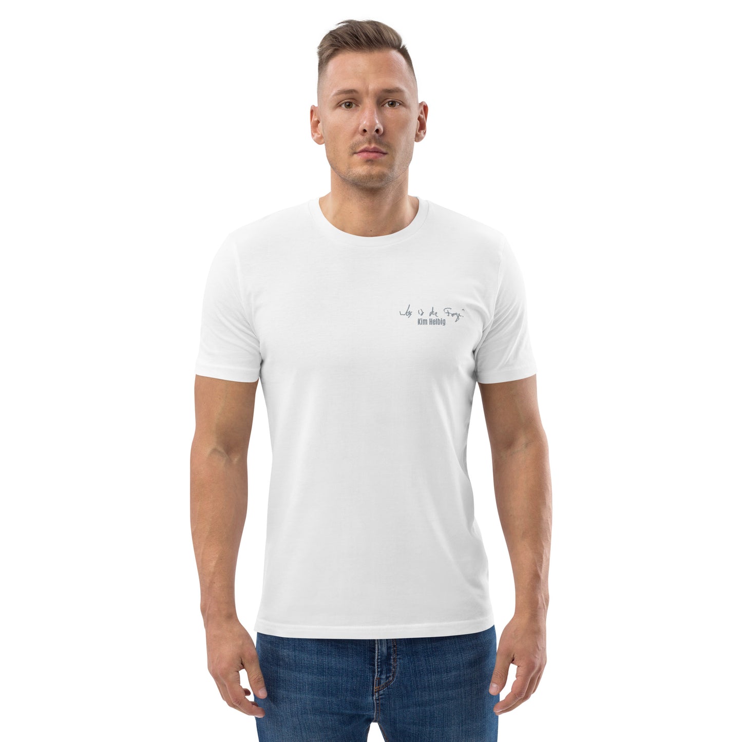 Unisex-Bio-Baumwoll-T-Shirt, vorne bestickt, hinten bedruckt