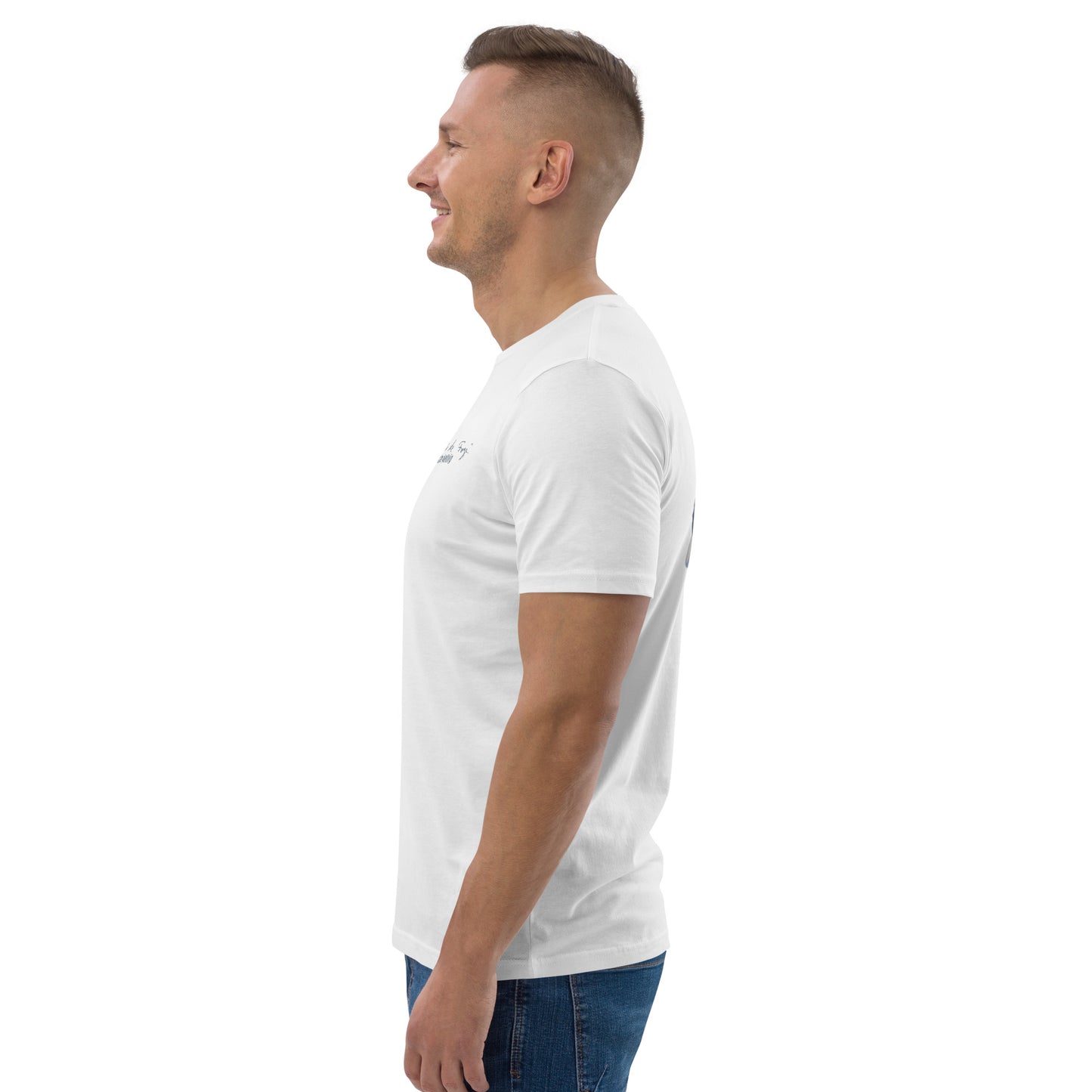 Unisex-Bio-Baumwoll-T-Shirt, vorne bestickt, hinten bedruckt