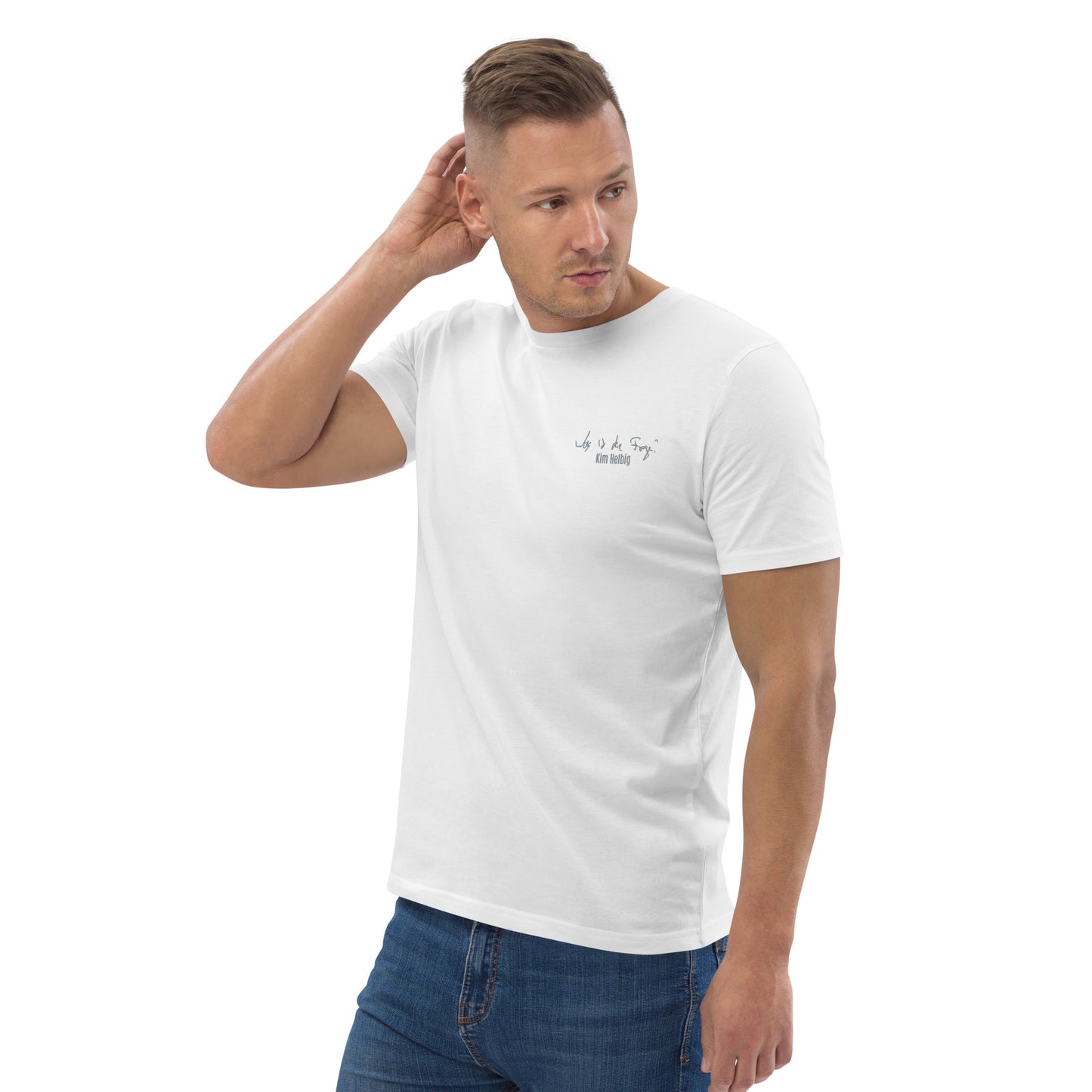 Unisex-Bio-Baumwoll-T-Shirt, vorne bestickt, hinten bedruckt