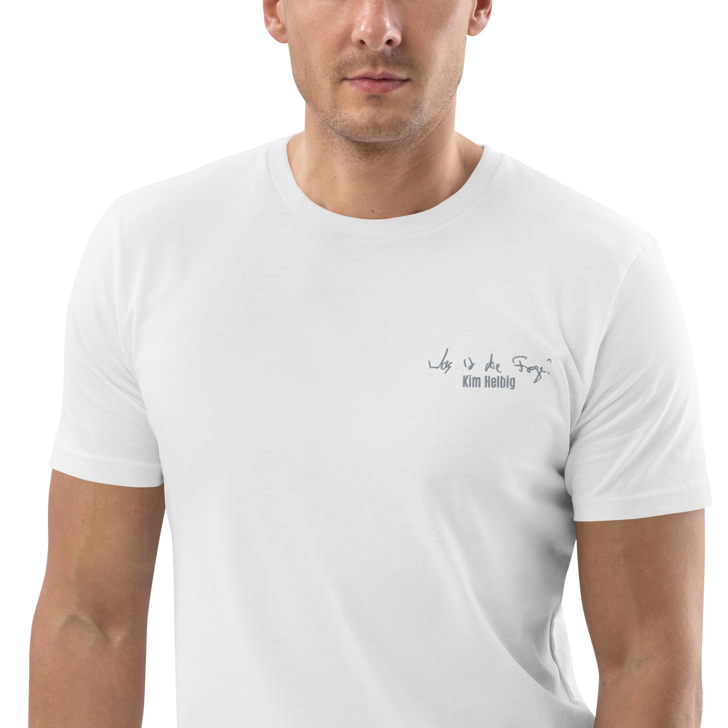 Unisex-Bio-Baumwoll-T-Shirt, vorne bestickt, hinten bedruckt