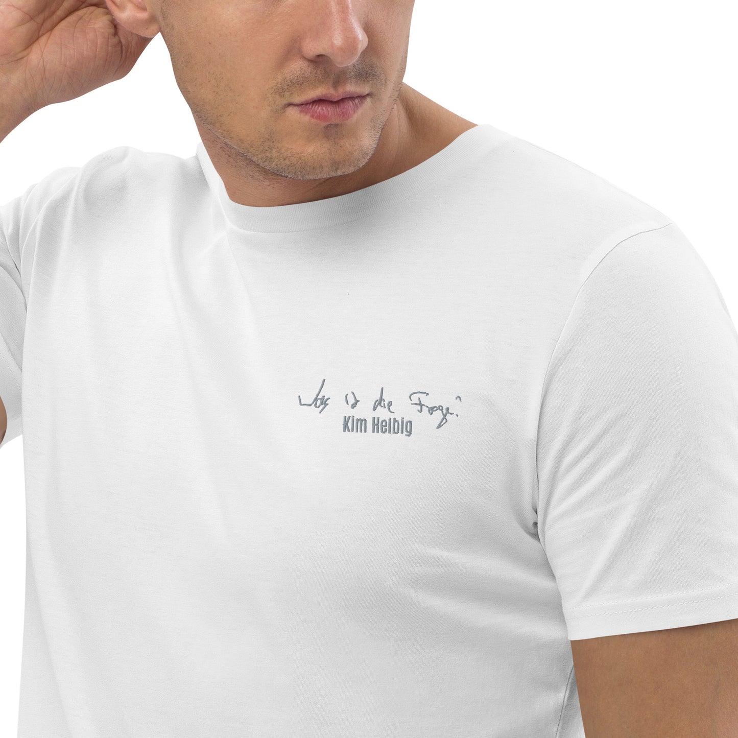 Unisex-Bio-Baumwoll-T-Shirt, vorne bestickt, hinten bedruckt