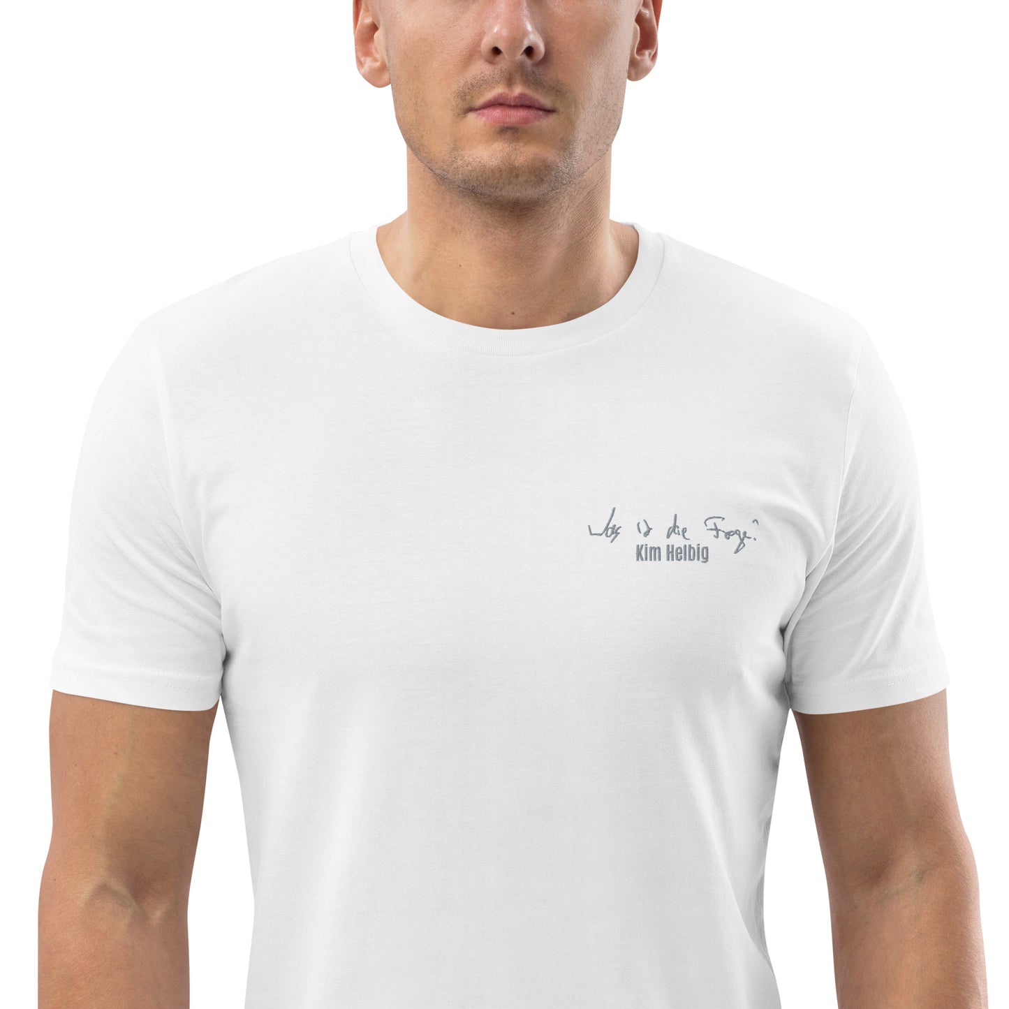 Unisex-Bio-Baumwoll-T-Shirt, vorne bestickt, hinten bedruckt